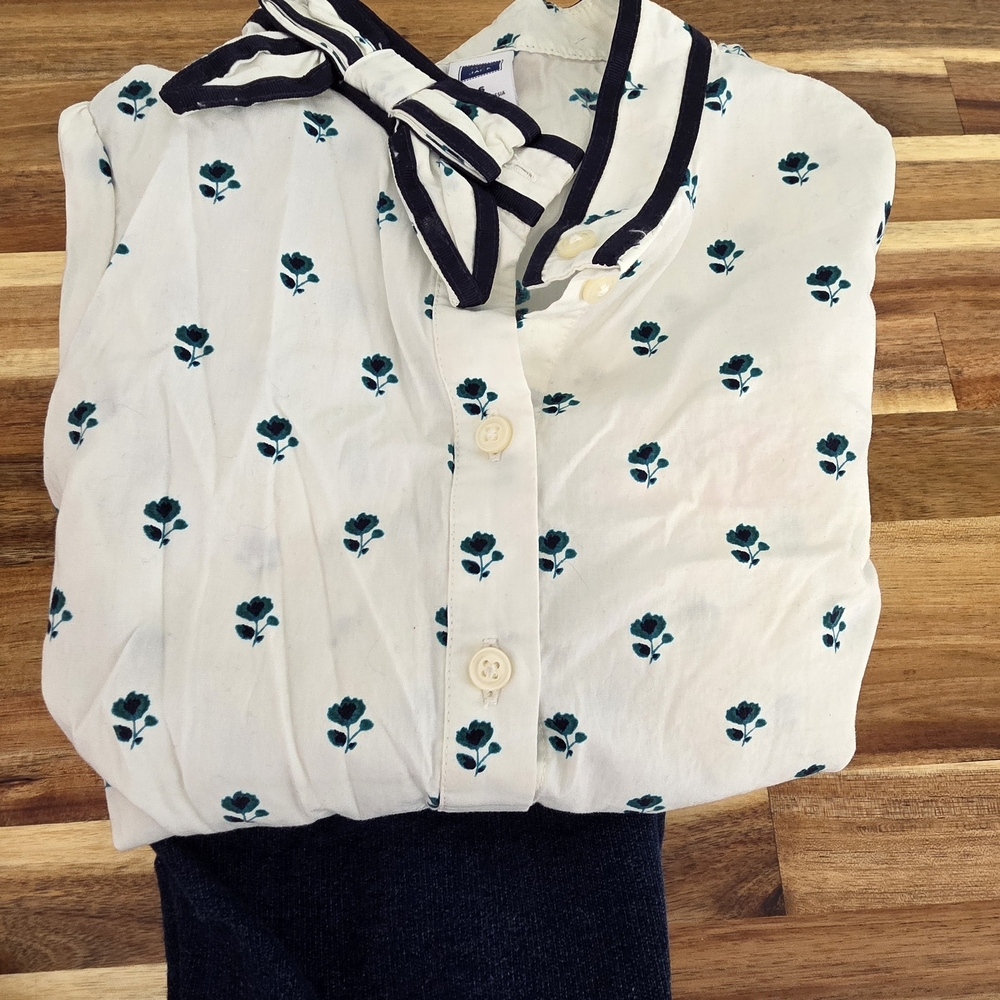 Janie and Jack Cream and Black Floral Kids Set